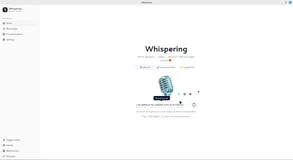 Deliciously meta screenshot of dictating this blogpost into Whispering.