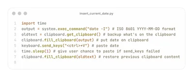 It’s surprisingly hard to reliably paste the current date at the cursor on Linux